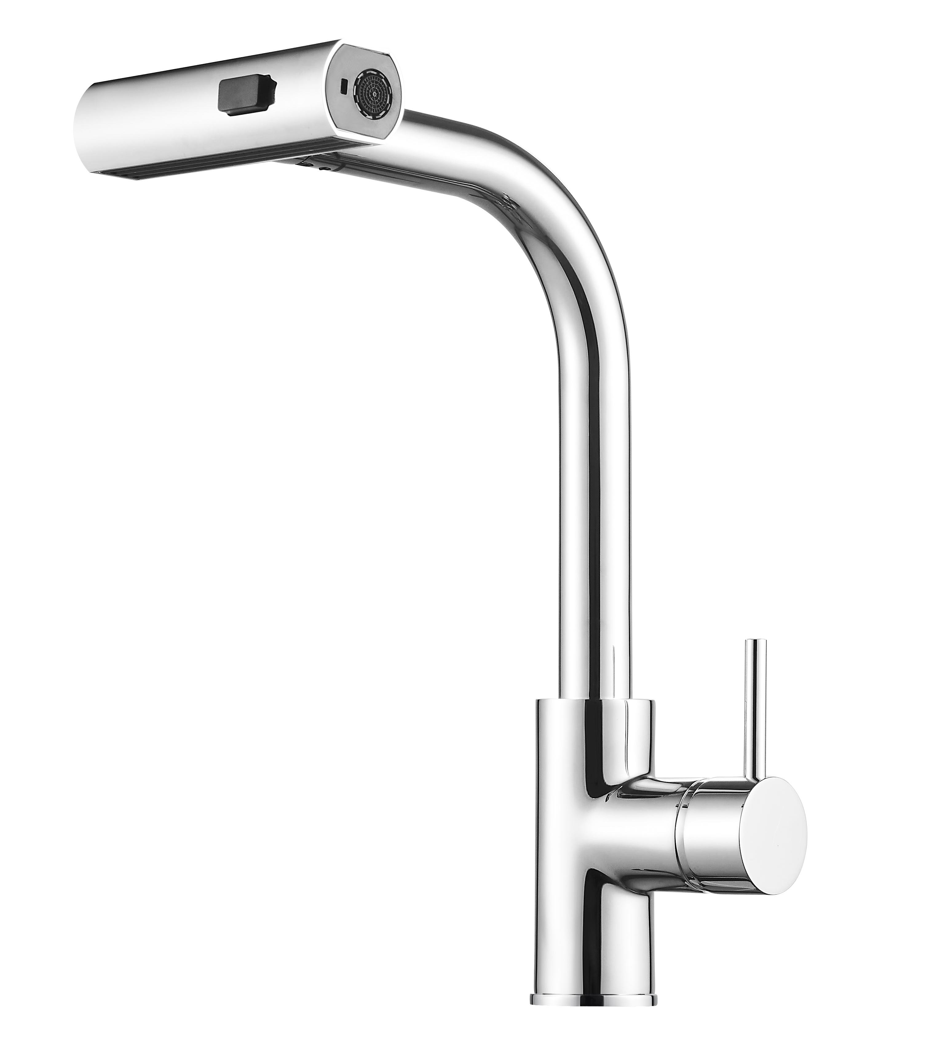 Single Hole Deck Installation Multiple  Water Outlet Pull Out Rain Waterfall Kitchen Faucet