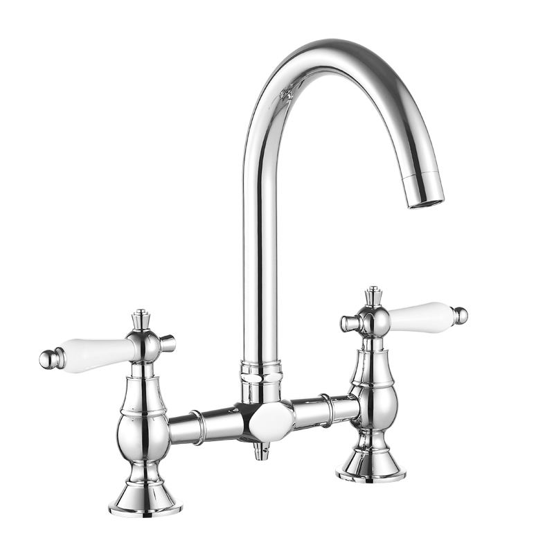Brass Kitchen Faucet Antique Style Solid Brass Bridge Faucet