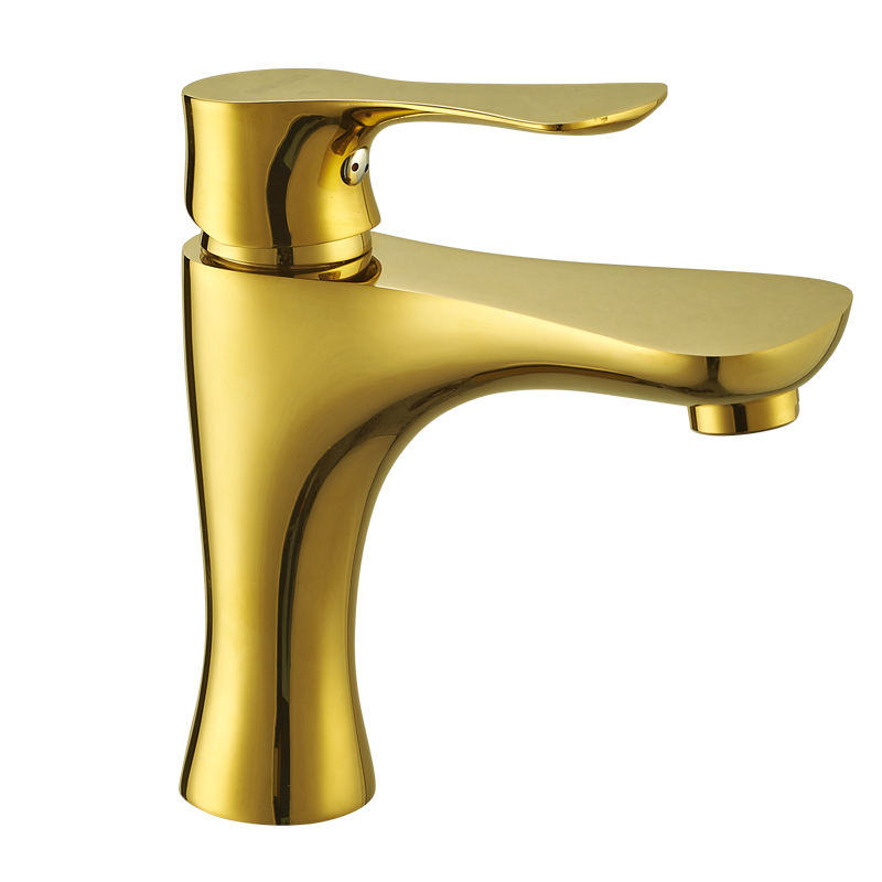 Gold Plated Wash Basin Faucet Bathroom Single Handle Deck Mounted Basin Mixer