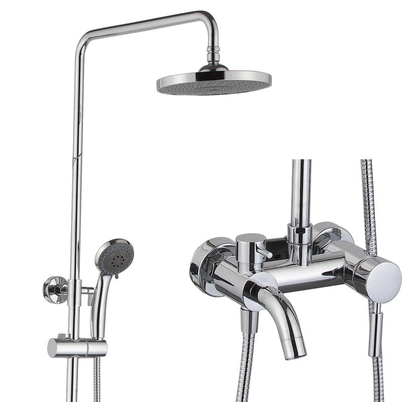 Economic Single Lever Brass Faucet Plastic Shower 20cm Shower Head Chrome Plated  Bath Shower Set