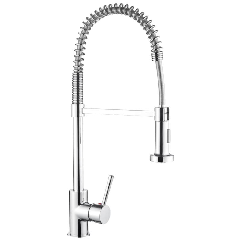 Single Lever Stainless Steel Spring Pull Out Kitchen Sink Faucet With Sprayer