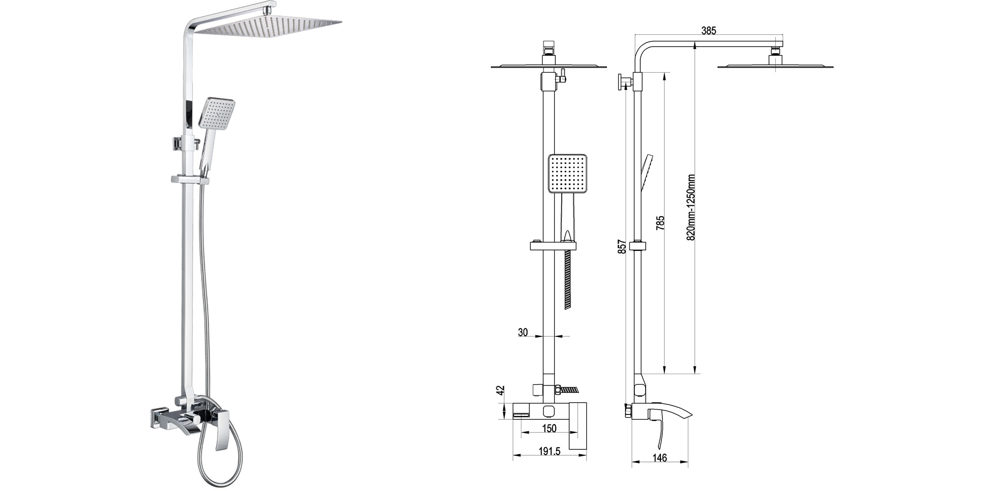 Brass Faucet Stainless Steel Sliding Bar Square Rain Shower Set Whole Sell From Chinese Manufacturer