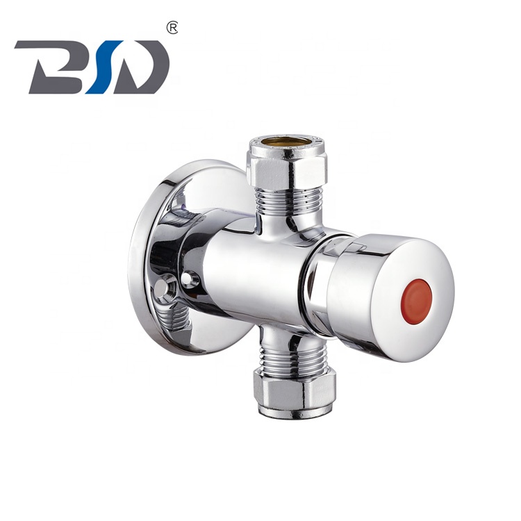 Time Delay Push Button Water Save Brass Chrome Plated Exposed Shower Valve