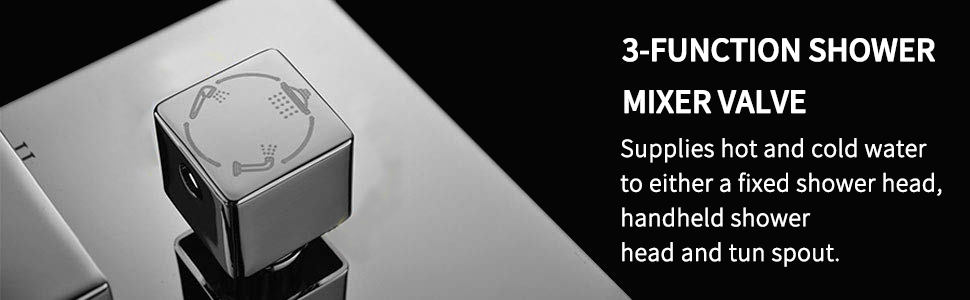 Chrome Square Concealed Shower Faucet In-Wall Shower Faucet Set With Handshower