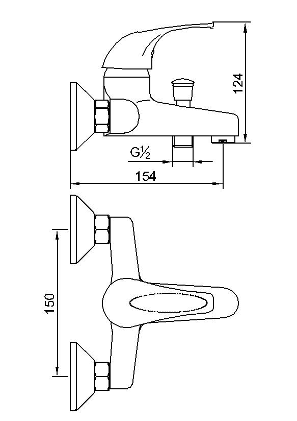 Bath Mixer Tap Single Handle Bathroom Wall Mounted Bath Shower Faucet Set