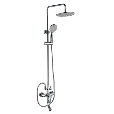 Wall Mounted Bath Rainfall Shower Set Tub Faucet With Handheld Spray Chromed Polished