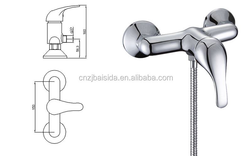 Single Handle Chrome Polished Bathroom Shower Mixer Faucet Cheap Bathroom Faucets