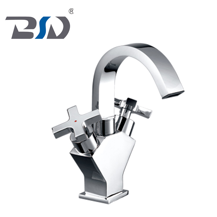 Nice Quality Chrome Deck Mounted Brass Water Basin Mixer Bathroom Dual Handle Basin Faucets