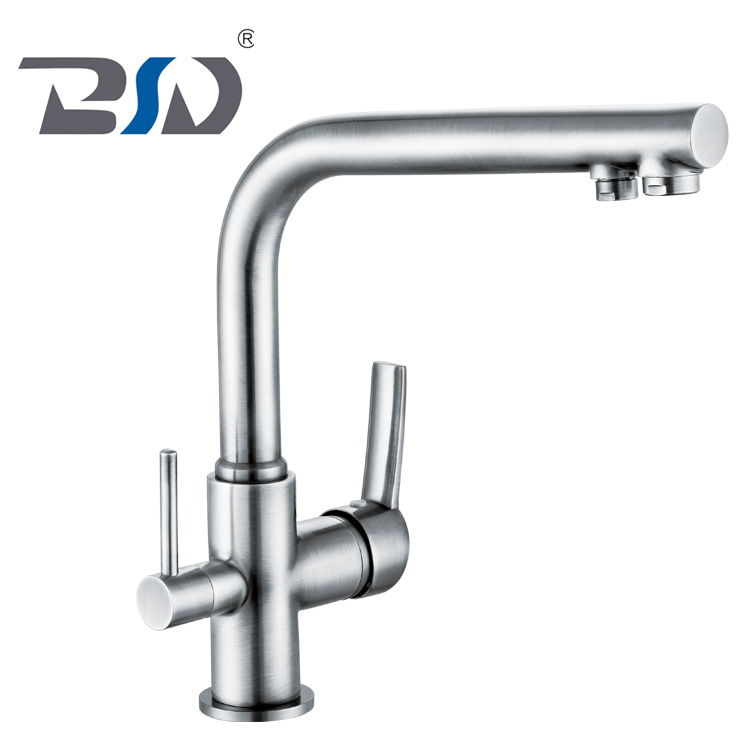 Dual Handle Copper Pipe 3 Way Drinking Water Kitchen Faucet With Filter