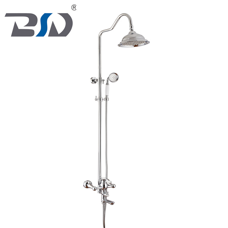 Chrome Plated Single Ceramic Handle Luxury Brass Shower Set Complete With S.S Shower Head and Bras Hand Shower