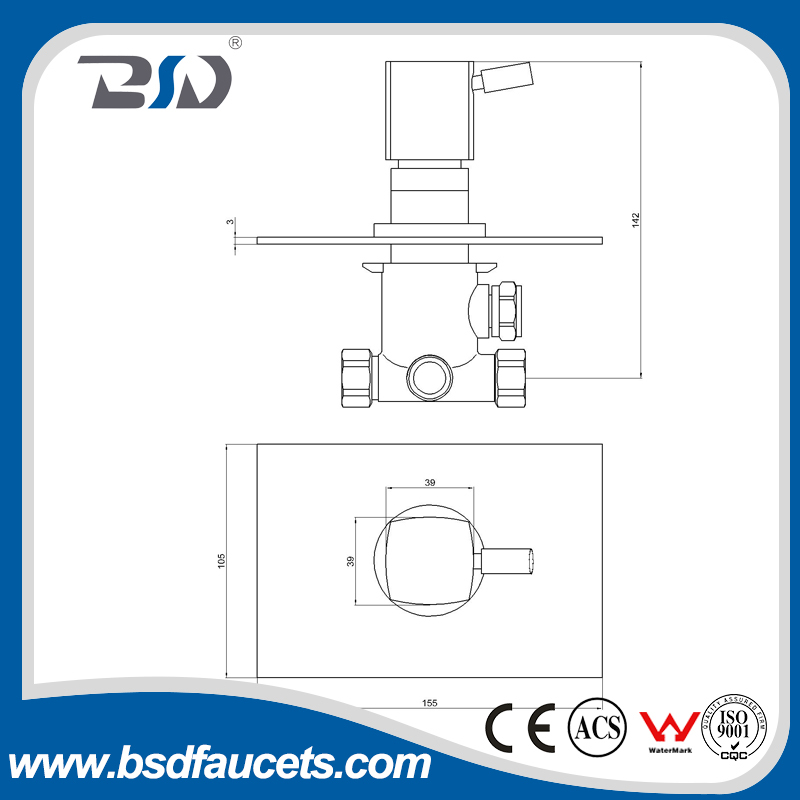 Brass Shower 4 Way Thermostatic Shower Valve Diverter With Brass Plate