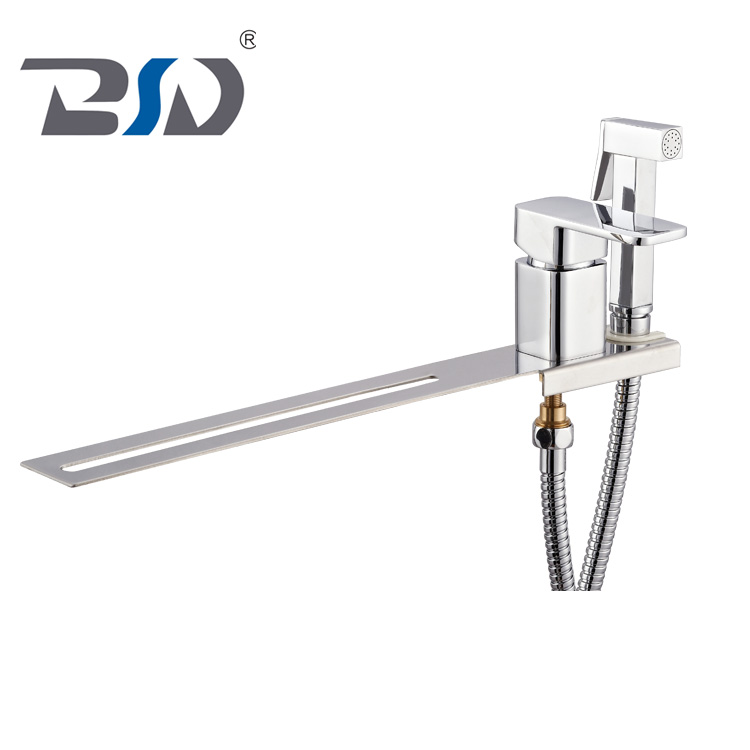Toilet Use Shower Hose Shattaf Completed Square Design  Single Handle Bidet Mixer With Stainless Steel Plated