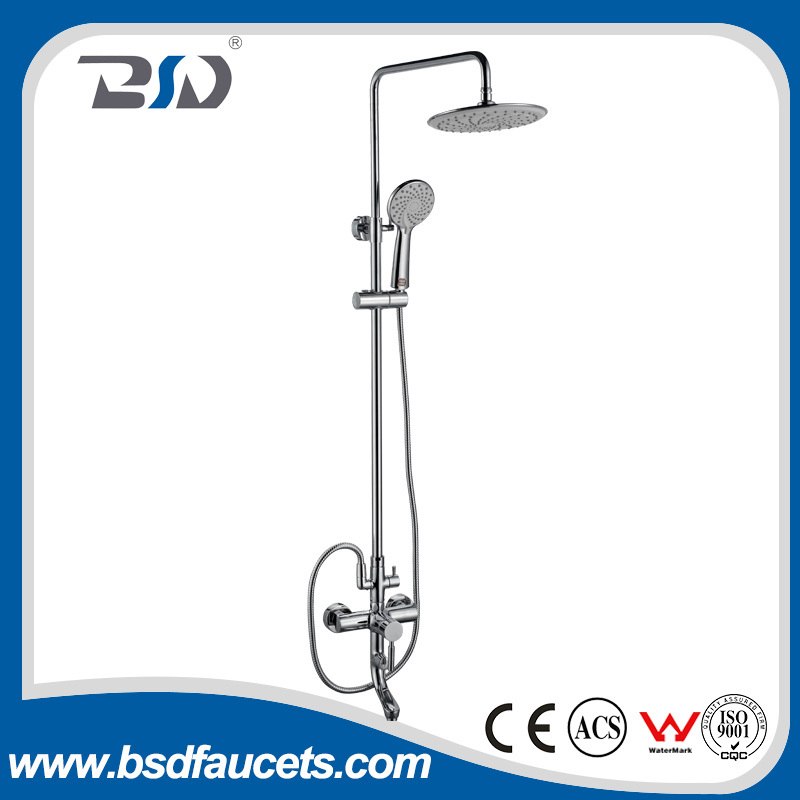 Wall Mounted Bath Rainfall Shower Set Tub Faucet With Handheld Spray Chromed Polished