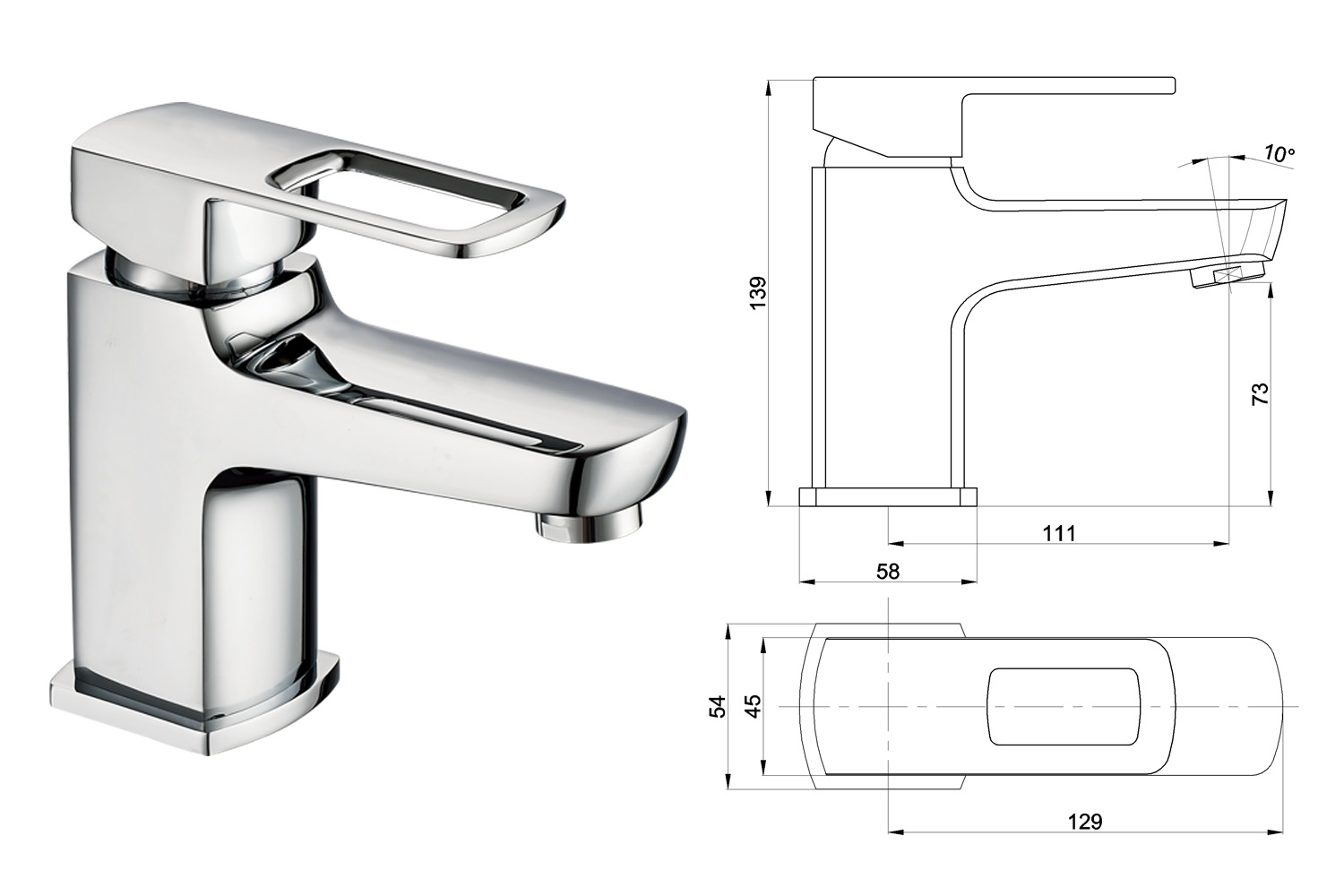 Square Single Handle Cheap Basin Mixer Brass Water Mixer Chrome Plated Basin Faucet