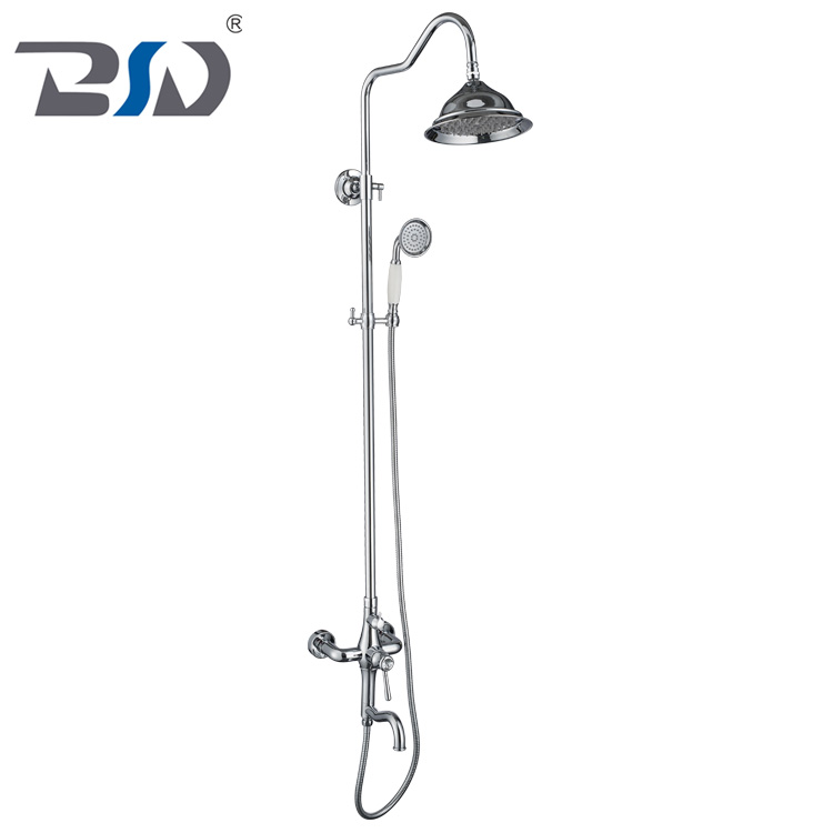 Chrome Plated Diamond Handle Luxury Brass Shower Set With Stainless Steel Shower Head and Brass Telephone Shape Handset