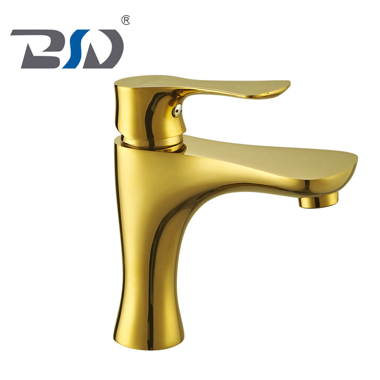 Gold Plated Wash Basin Faucet Bathroom Single Handle Deck Mounted Basin Mixer