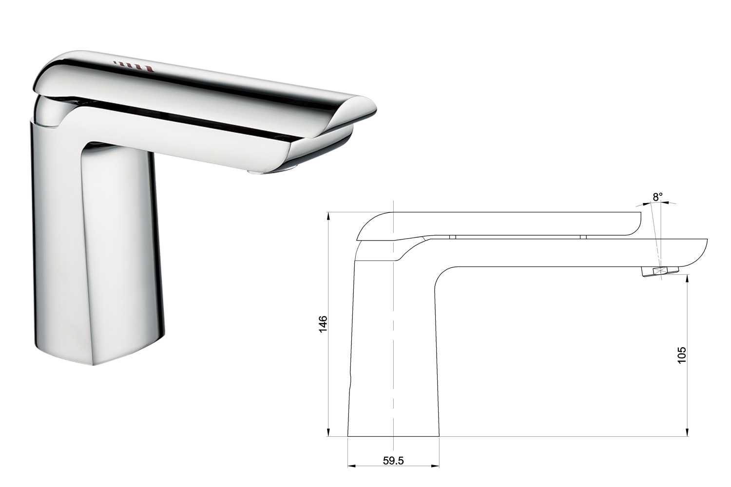 Single Handle Single Hole Long Lever Chrome Plated Brass Basin Faucet Mixer