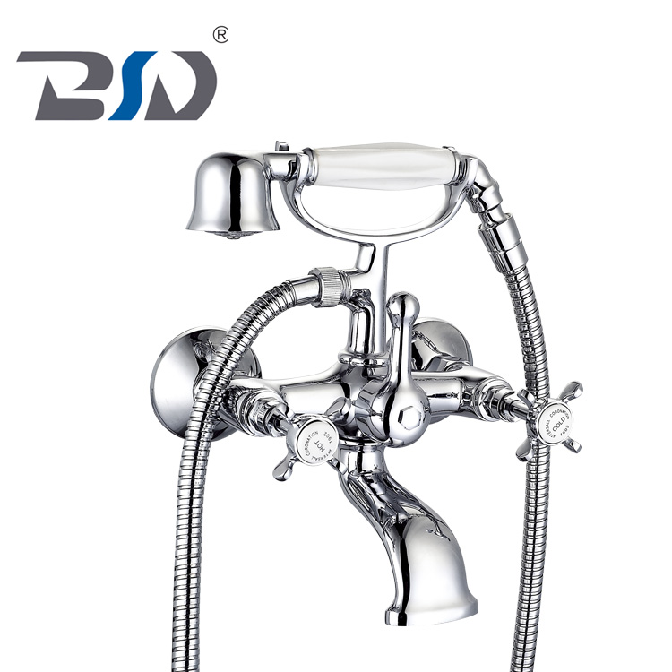 Dual Handle Deck Mounted Traditional Brass Shower Bath Faucet Gold Color Classic Water Taps