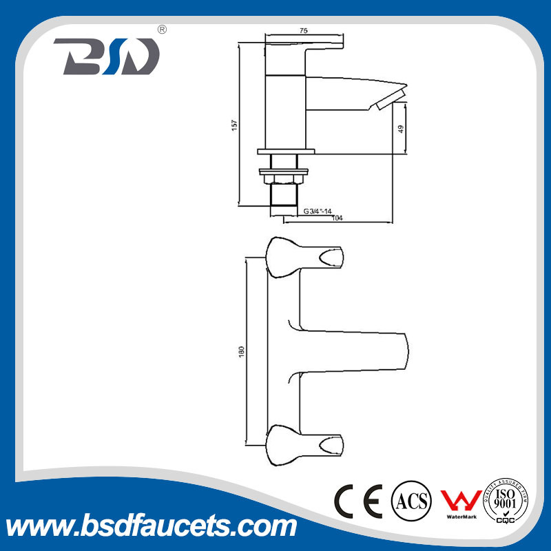 Modern Deck Mounted Bath Faucet Brass Bathroom Bath Filler Chromed Made in China