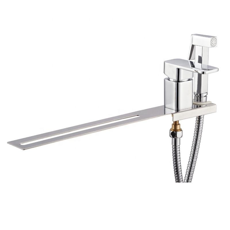 Toilet Use Shower Hose Shattaf Completed Square Design  Single Handle Bidet Mixer With Stainless Steel Plated