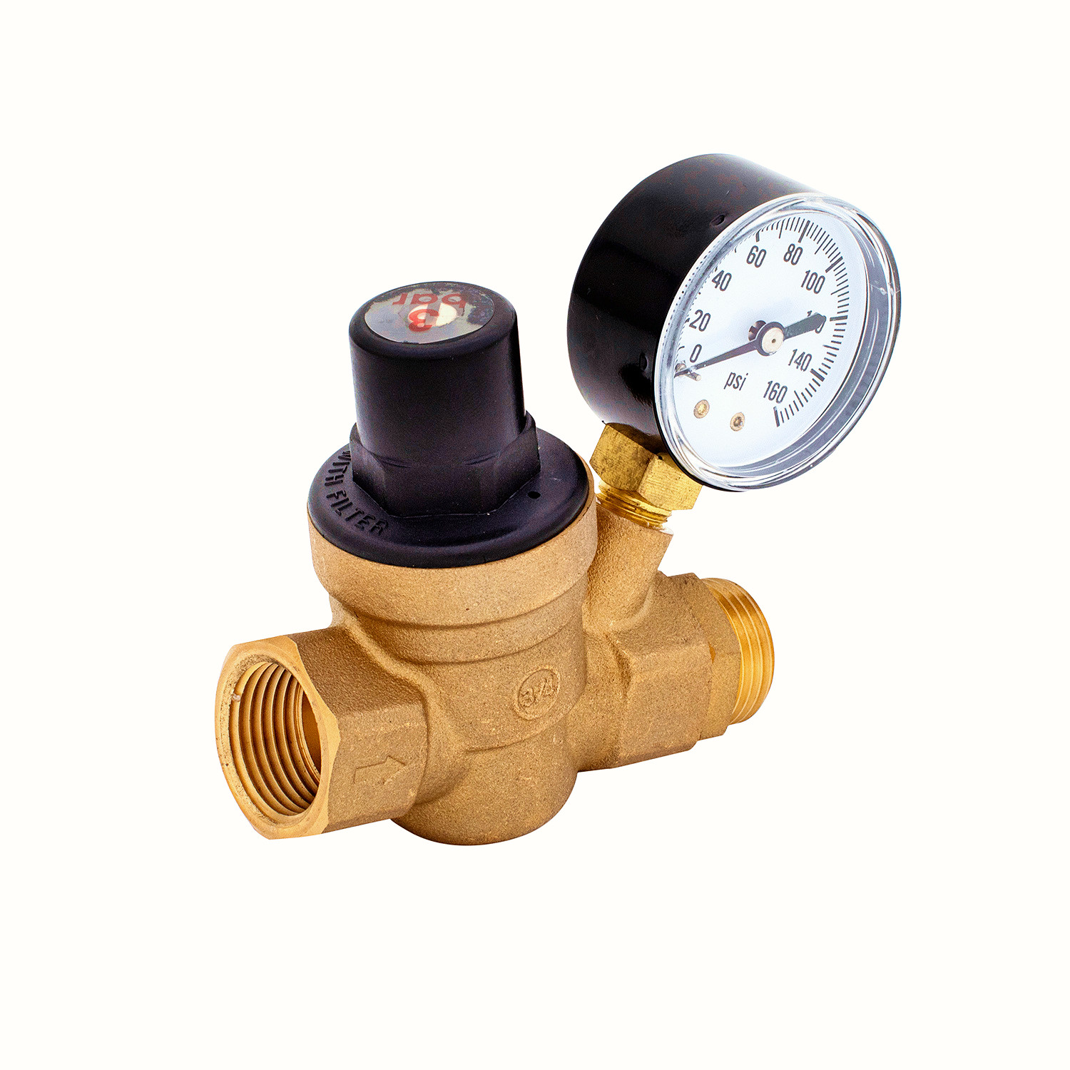 Lead-Free High Pressure Adjustable Water Pressure Reducing Valve With Gauge