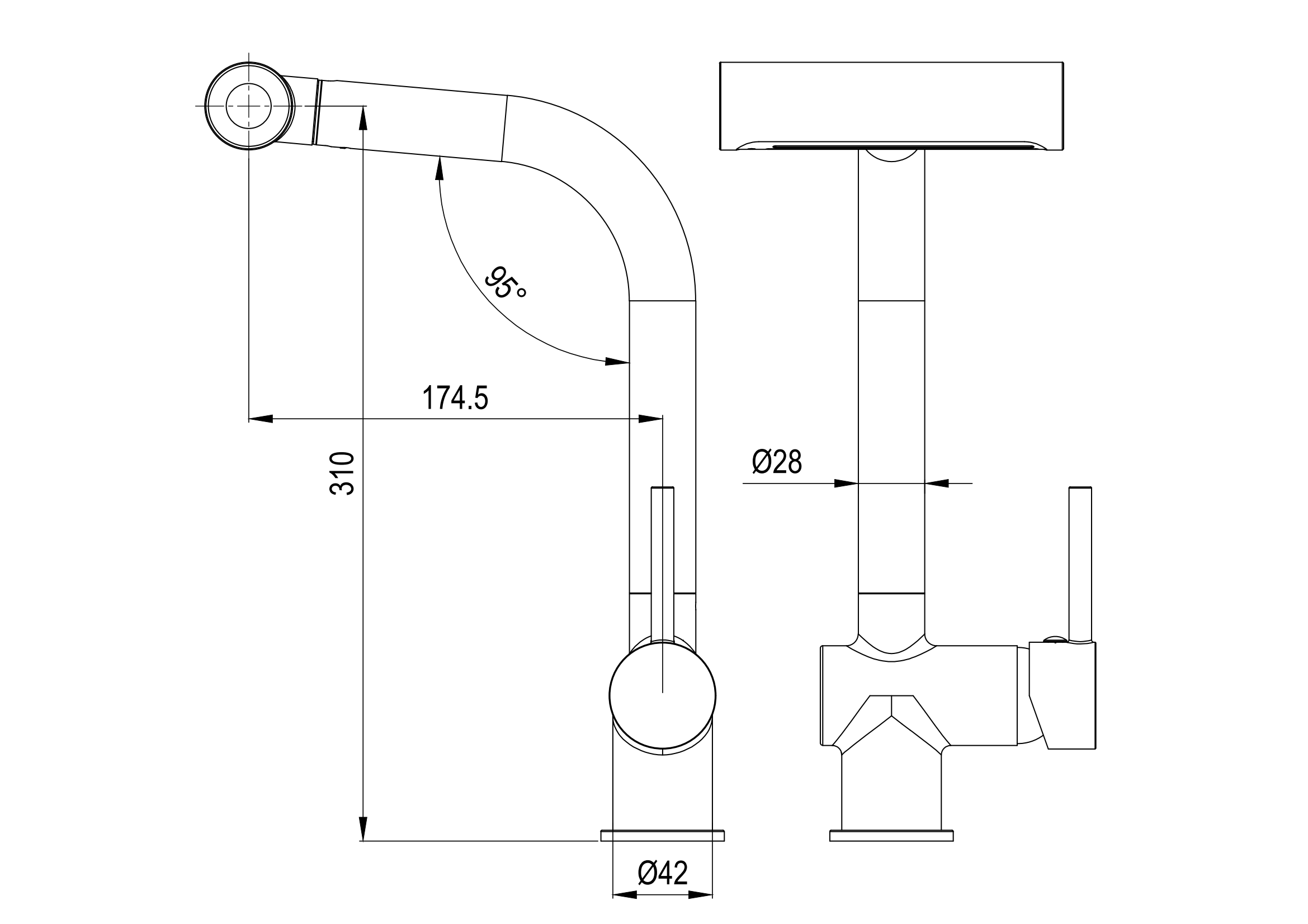 90 Degree Swiveling Sprayer Triple Water Outlet Pull Out Waterfall Rain Sink Mixer