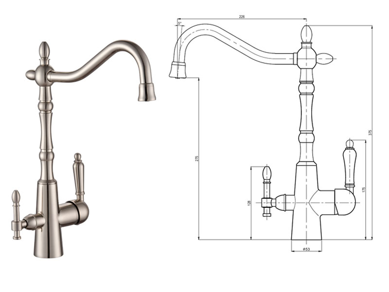 Chrome Plated Brass 3 Way Purify Drinking Water Kitchen Faucet