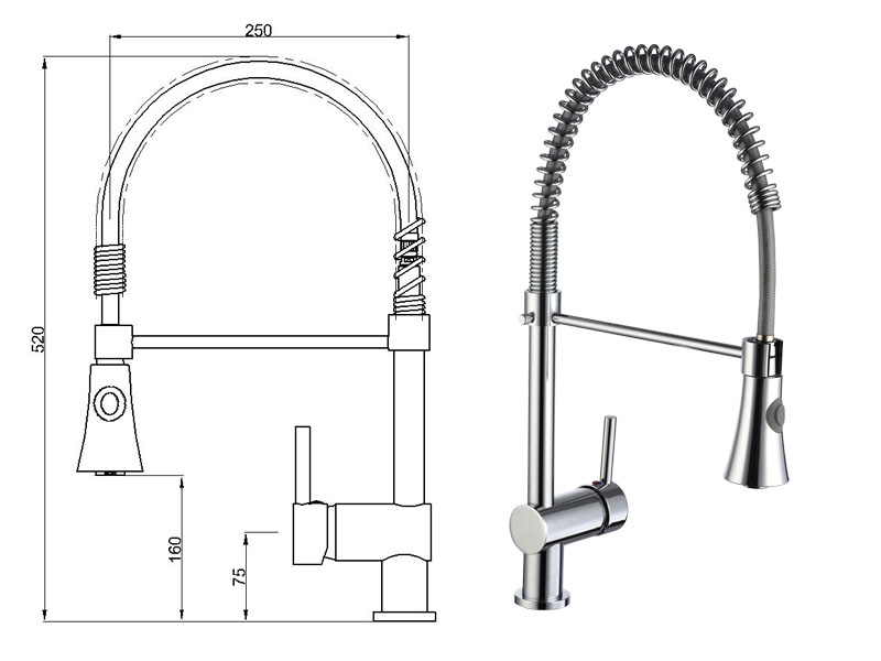 Pull Down Sink Mixer Kitchen Faucets Pull-Out Polished Chrome Brass Kitchen Sink Pull Out Kitchen Faucet
