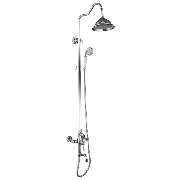 Chrome Plated Diamond Handle Luxury Brass Shower Set With Stainless Steel Shower Head and Brass Telephone Shape Handset