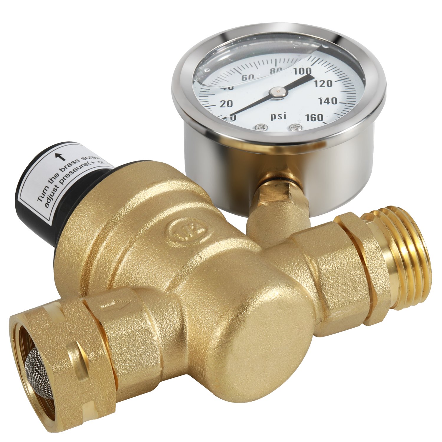 Lead-Free High Pressure Adjustable Water Pressure Reducing Valve With Gauge