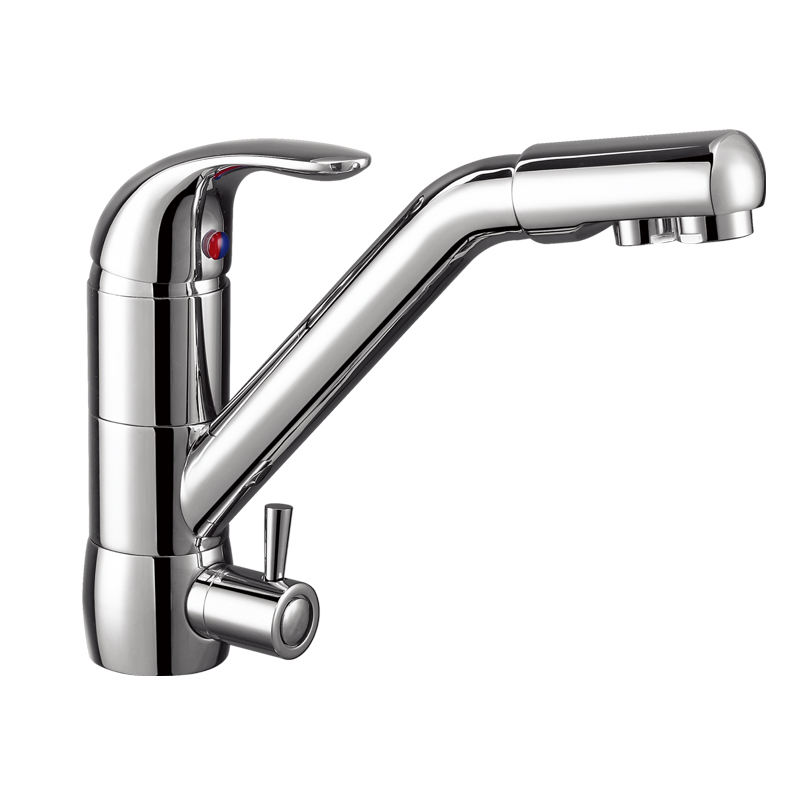 Brass Chrome 3 Way Kitchen Faucet With Filtered Purified Water Filter Water Tap 3 Inlet Copper Pipe